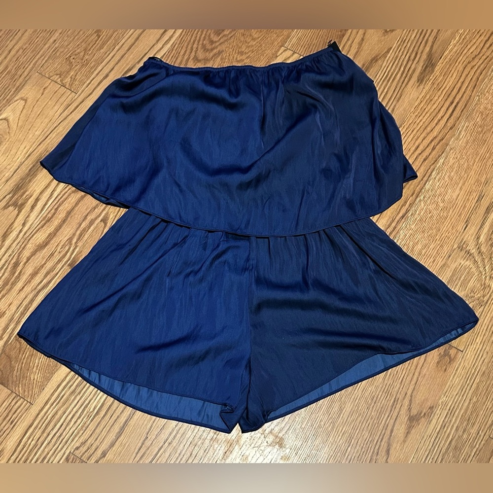 Lulus Catia Navy Blue Satin Strapless Romper‎ - Picture 5 of 11